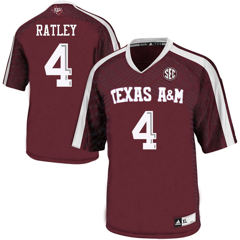 Men #4 Damion Ratley Texas A&M Aggies College Football Jerseys-Maroon